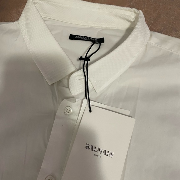Balmain White Shirt With Logo Sz 42/XL - Picture 7 of 15